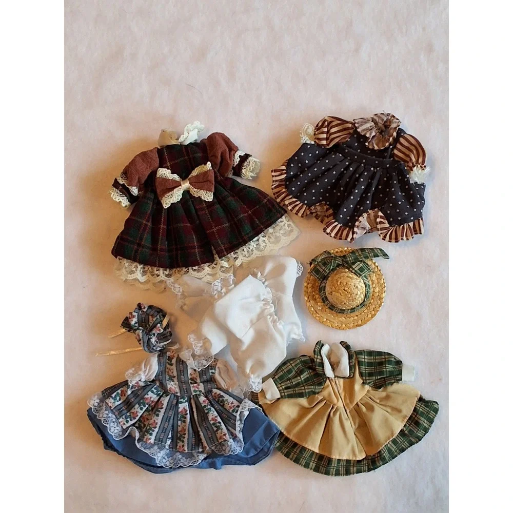 Vintage Shackman Handcrafted Wood Penny Doll Set with Clothes and Accessories